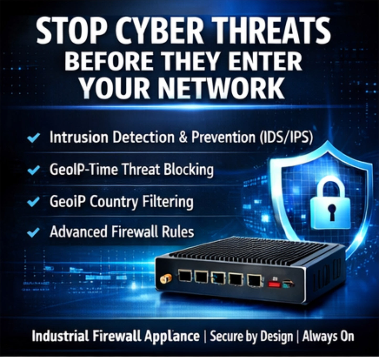 Enterprise-Grade Cybersecurity Firewall & Router (Powered by OPNsense)