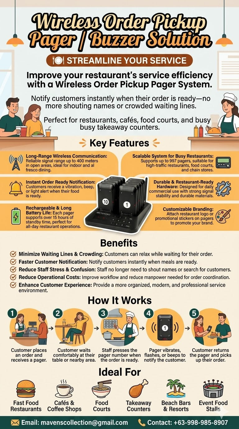 Wireless Order Pickup Ready Pager/Buzzer Solution