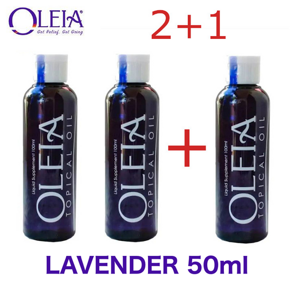 2+1 Promo Oleia Topical Oil Lavender 50mL bottles Cetylated Fatty Acid Oil Soothing and Relaxing Oil 3 bottles