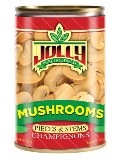 JOLLY MUSHROOMS PIECES & STEMS CHAMPIGNONS 284G Easy Open Can