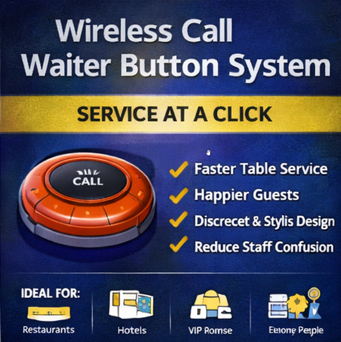 Wireless Call Waiter Button Solution