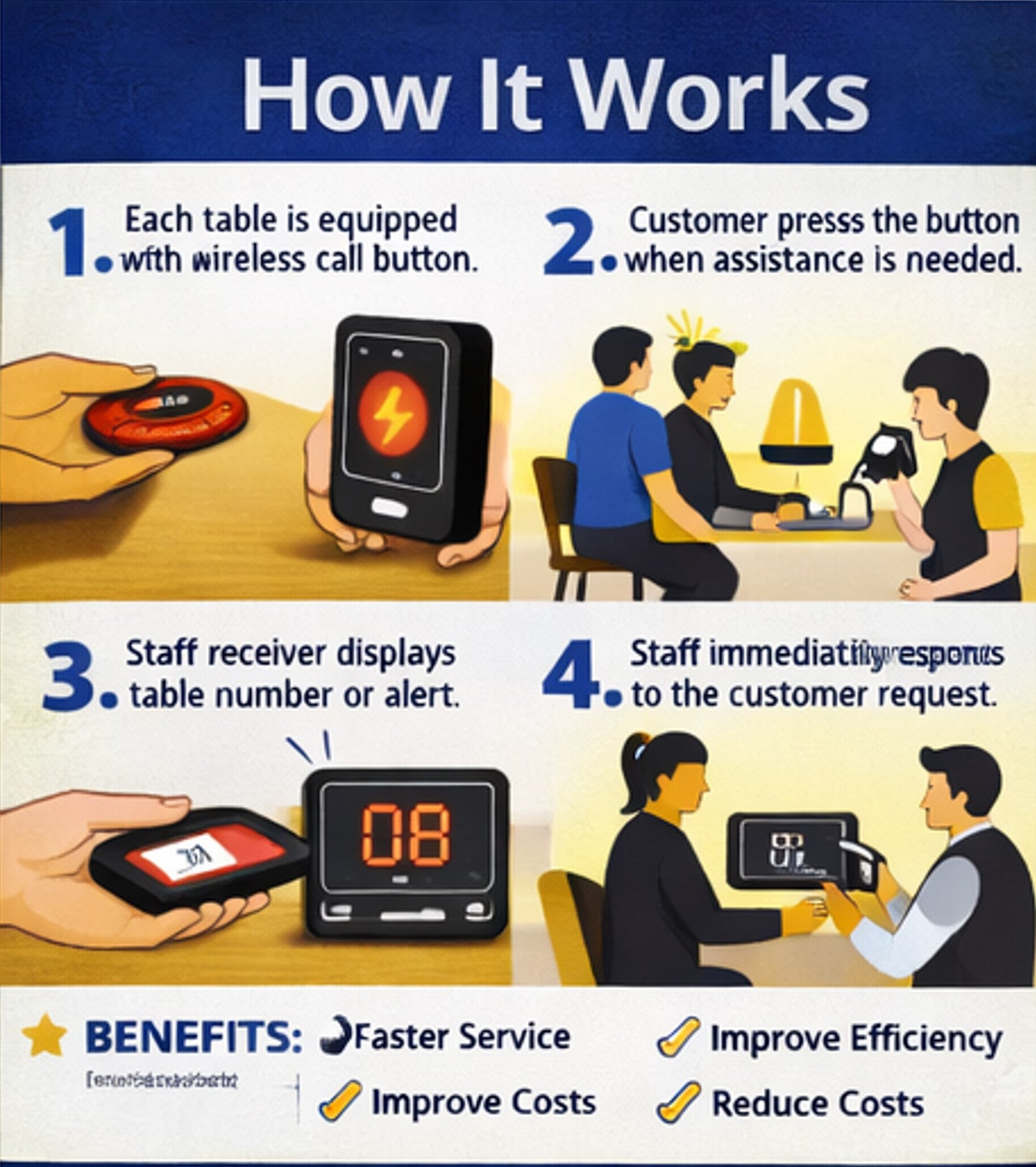 Wireless Call Waiter Button Solution