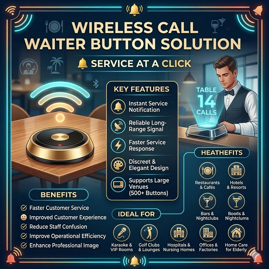 Wireless Call Waiter Button Solution