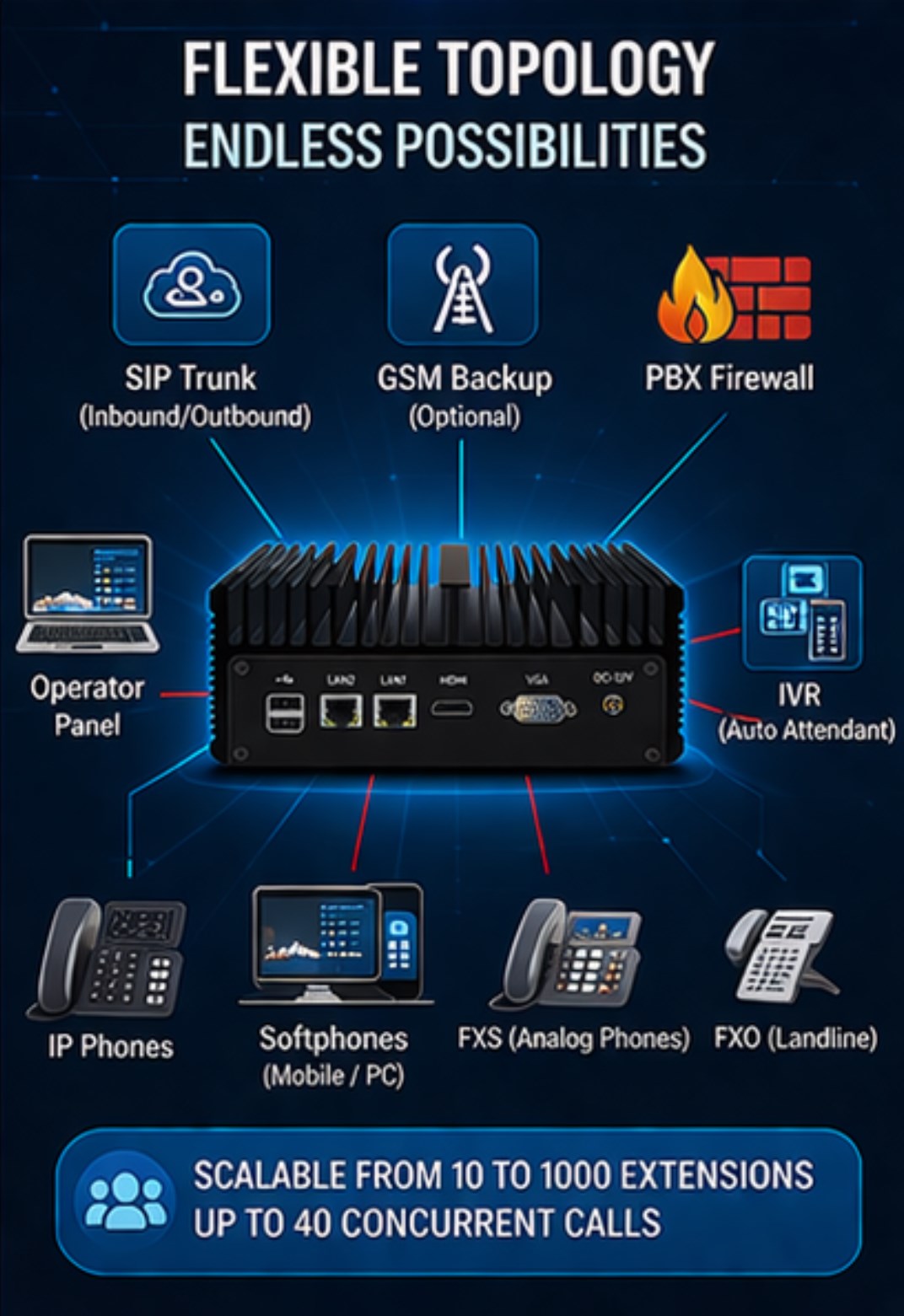 IP PBX Voip System (Local, Inbound, Outbound, Paging, Broadcasting)