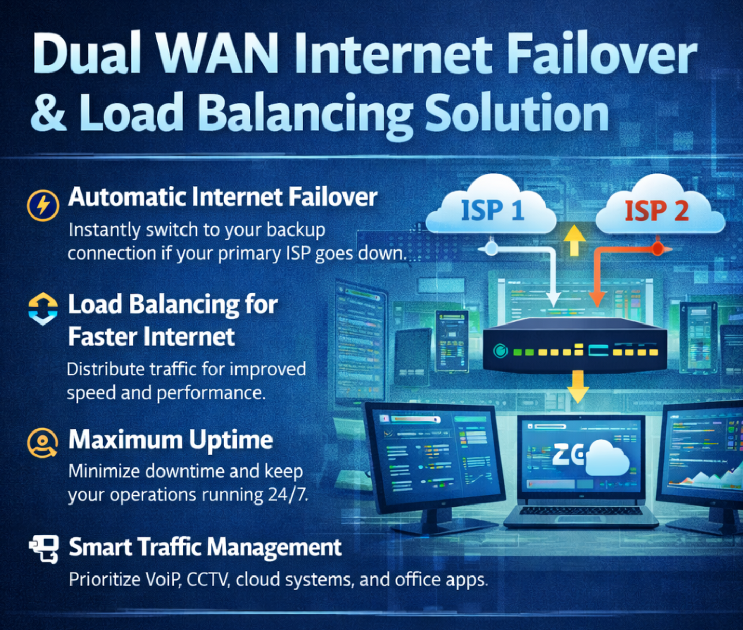 Dual WAN Internet Failover Load Balancing Solution