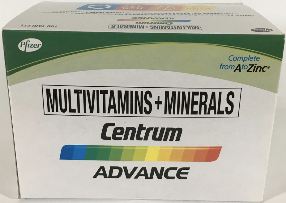 Centrum Advance Multivitamins and Minerals Complete from A to Zinc 100 tablets 1 box