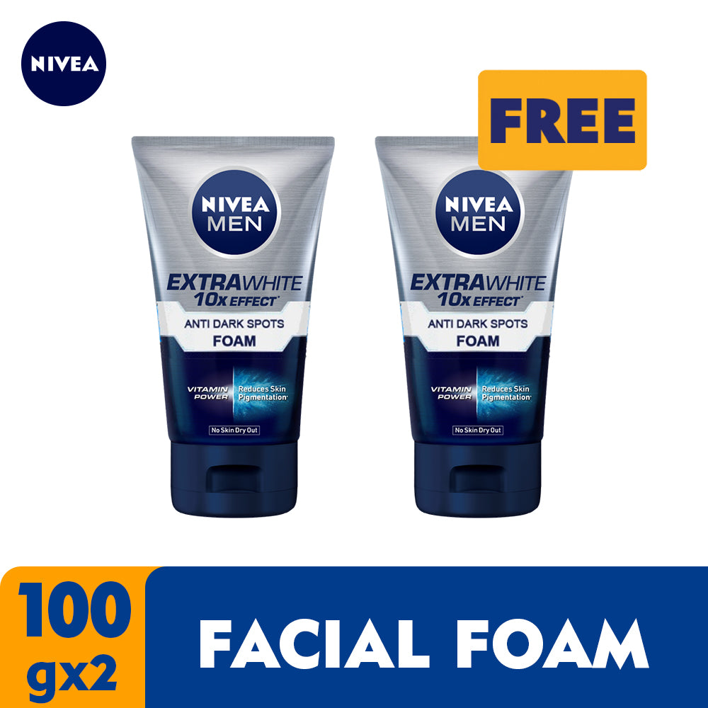 Nivea Men 100g Extra Bright 10x Effect Brightening Foam Facial Wash Vitamin Power Whitening (BUY 1 TAKE 1 PROMO)