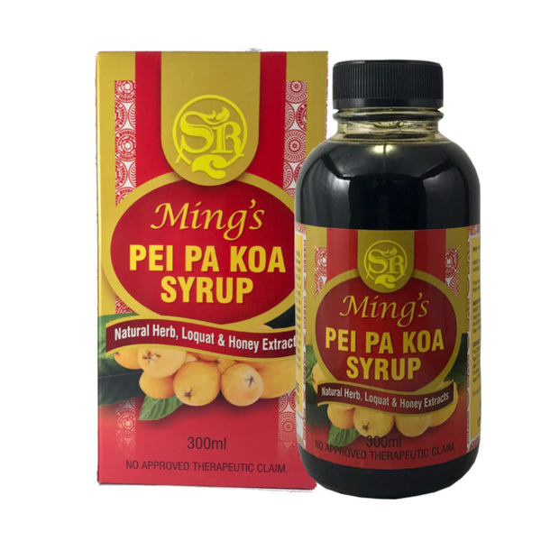 Mings Pei Pa Koa Syrup To ease cough and soar throat 300ml 1 bottle