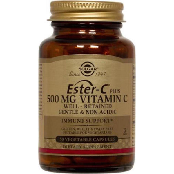 EsterC Plus 500mg Vitamin C by Solgar Calcium Ascorbate Nonacidic 1 bottle 50 capsules
