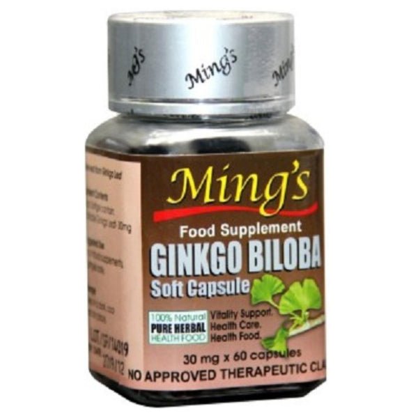 Mings Mings Gingko Biloba 30mg Softgel 60Capsules Bottle Food Supplement