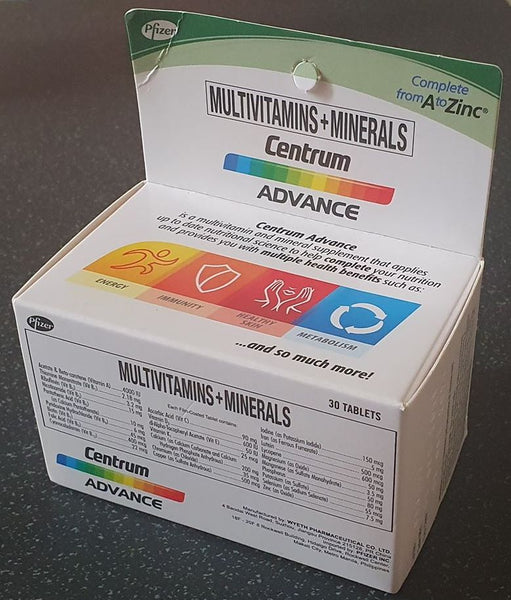 Centrum Advance Multivitamins and Minerals Complete from A to Zinc 30 tablets 1 box