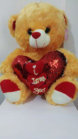Teddy bear stuff toy with heart valentines gift brown 16 inches