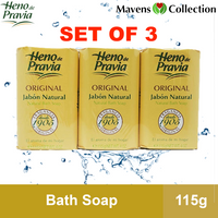 Heno de Pravia ORIGINAL bath soap Jabon Natural 115g x 3 Bars by Mavens Collection